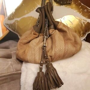 Bebe By Kardashians Elegant Women's  Drawstring Chain Leather Shoulder Bag